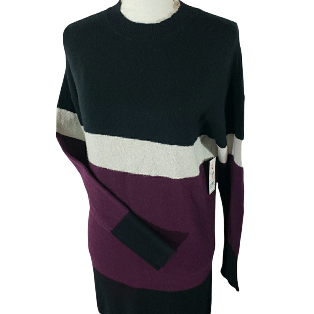 BP Sweater Dress Long-sleeve Plum Black Gray